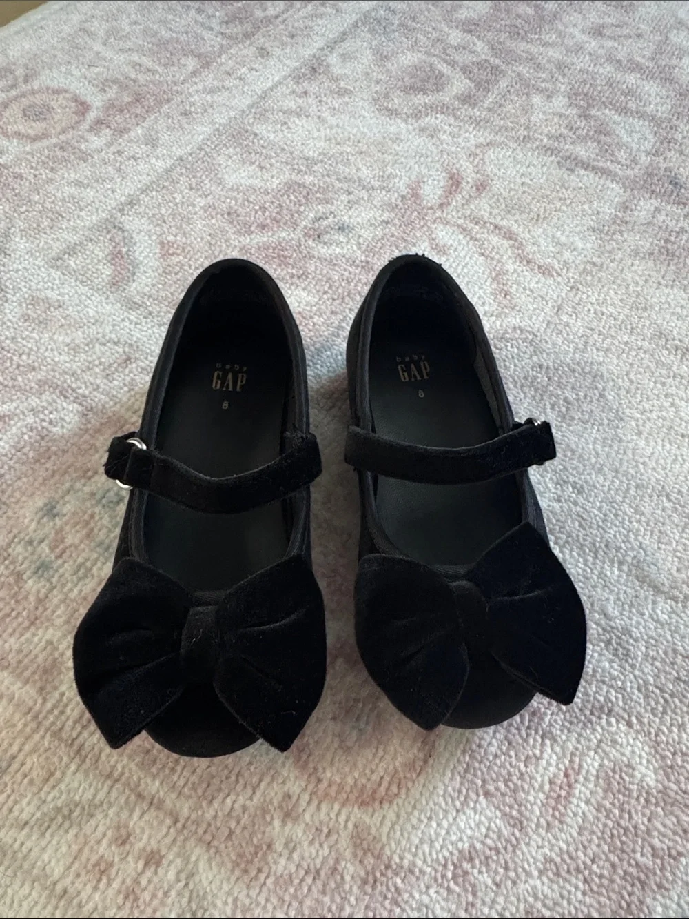 GAP Black Velvet Mary Janes with Bow Accent
